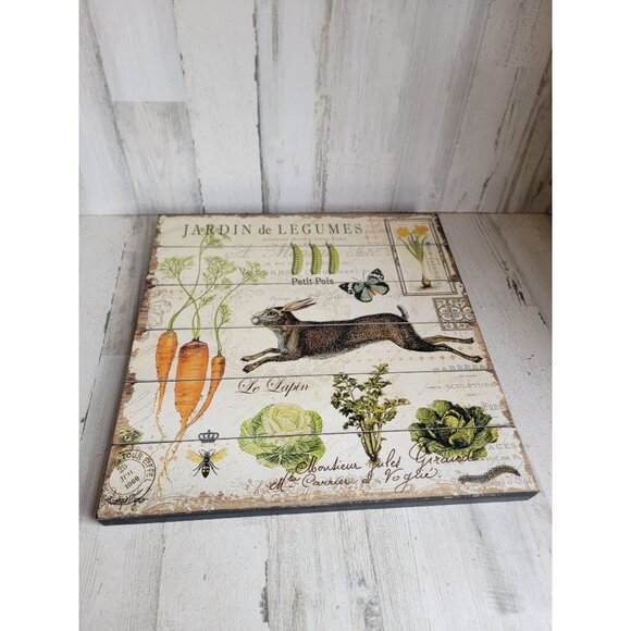 Pier 1 Jardin de Legumes botanical garden rabbit wooden hanging decor - Picture 1 of 10